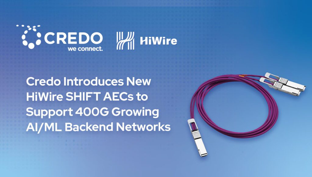 Credo Introduces New HiWire SHIFT AECs To Support 400G Q112 Network Ports For Growing AI/ML Backend Networks In China