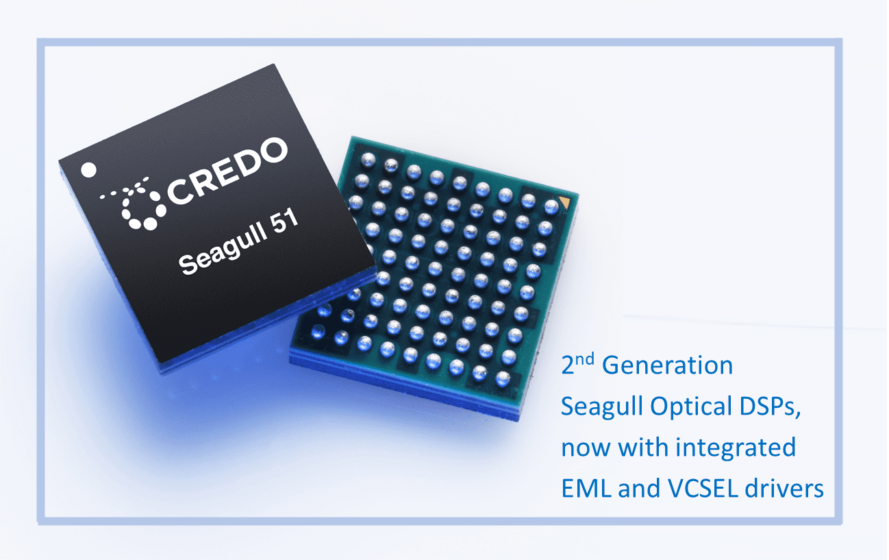 Credo Expands High Performance Seagull Family with Integrated 50Gbps PAM4 VCSEL and EML Drivers